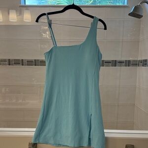 Beach Riot Tiffany Blue one shoulder athletic dress with built in shorts size M